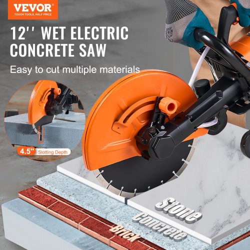 Electric Concrete Saw 12 in 1800 W Motor Circular Saw Cutter with Max 45
