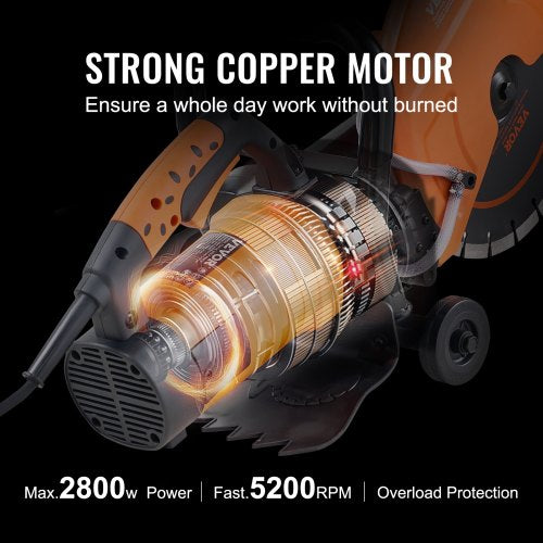 Electric Concrete Saw 12 in 1800 W Motor Circular Saw Cutter with Max 45