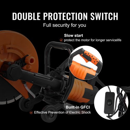 Electric Concrete Saw 12 in 1800 W Motor Circular Saw Cutter with Max 45