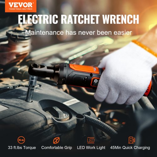 3/8 " Cordless Electric Ratchet Wrench Set 12V 33 Ft-lbs Power Ratchet Tool
