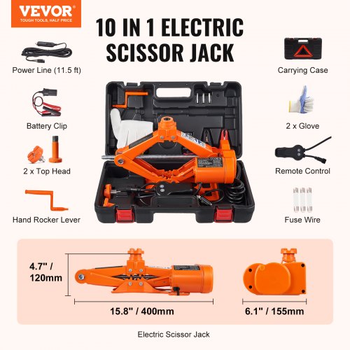 Electric Car Jack 3 Tons 6600 lbs Scissor Jack 12V Electric Automatic