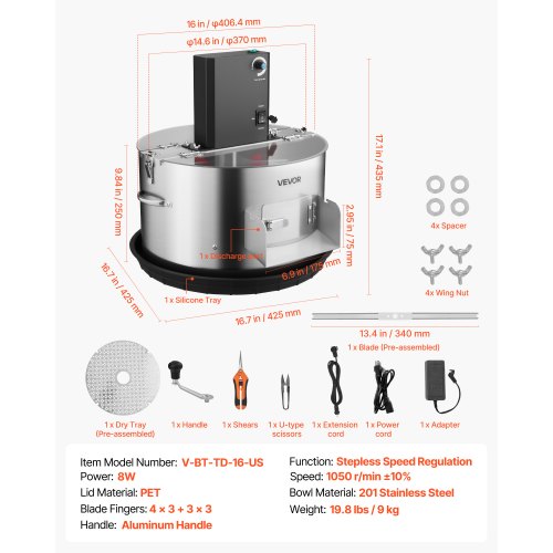 Electric Bud Leaf Trimmer 2in1 Manual Electric 16 in Bud Trimmer with Stainless