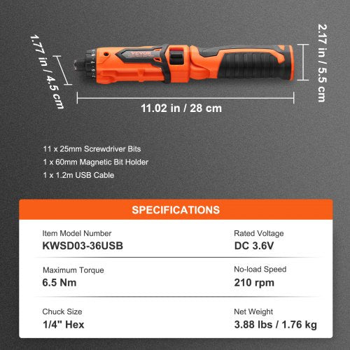 Cordless Screwdriver 4V 7Nm Electric Screwdriver Rechargeable Set with 11