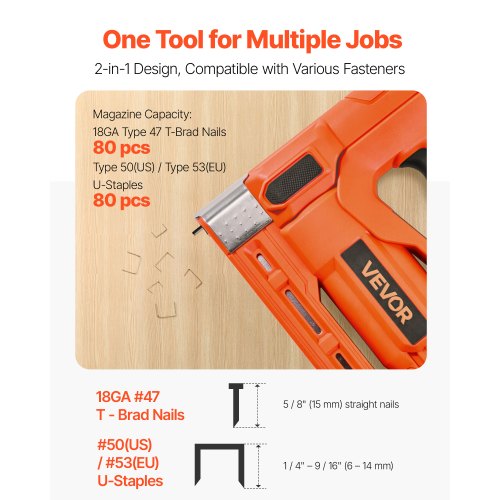Cordless Brad Nailer 2in1 Nail Gun Staple Gun 18 Gauge 58 inch