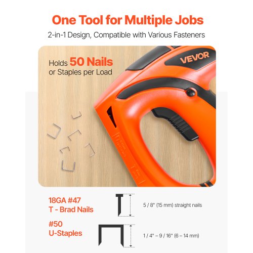 Electric Nail Gun 2in1 Staple Gun Brad Nailer 18 Gauge 5/8 inch Stapler