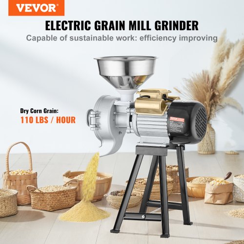 Electric Grain Mill Grinder 3000W Spice Grinders Commercial Corn With Funnel