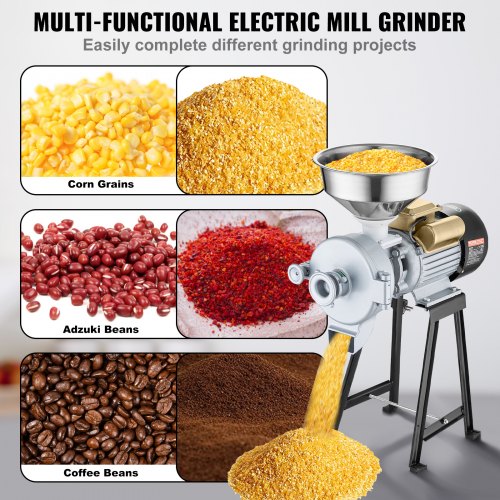Electric Grain Mill Grinder 3000W Spice Grinders Commercial Corn With Funnel