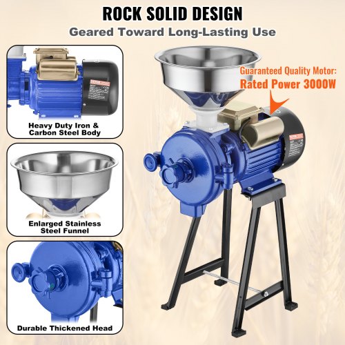 Electric Grain Mill Grinder 3000W Spice Grinders Commercial Corn Mill