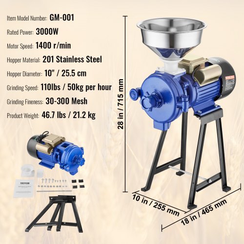 Electric Grain Mill Grinder 3000W Spice Grinders Commercial Corn Mill