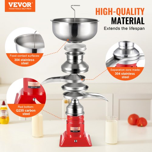 Milk Cream Centrifugal Separator 304 Stainless Steel Electric Cream
