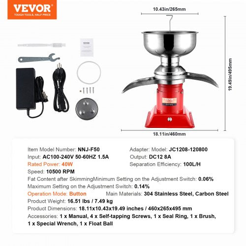 Milk Cream Centrifugal Separator 304 Stainless Steel Electric Cream