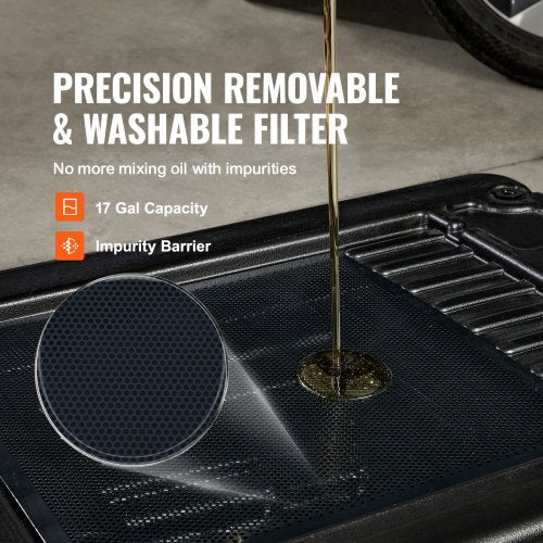 Low Profile Oil Drain Pan 17 Gallon Oil Drain Pan with Pump Oil Change Pan
