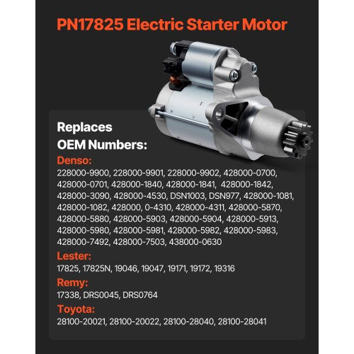 Starter 17825 Starter Motor Replacement Compatible with Toyota Camry V6