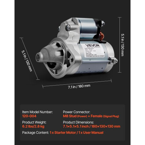 Starter 17841 Starter Motor Replacement Compatible with Pontiac Vibe L4