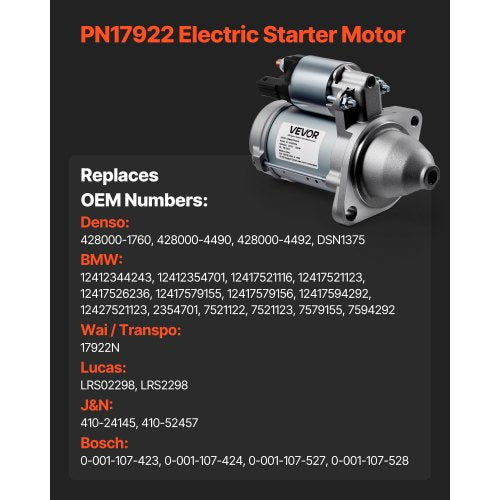 Starter 17922 Starter Motor Replacement Compatible with BMW 1 Series M 30L
