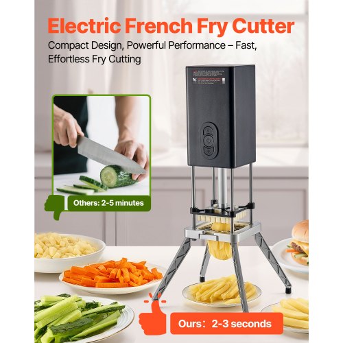 Commercial French Fry Cutter Stainless Steel Vegetable Fruit Chopper with 2
