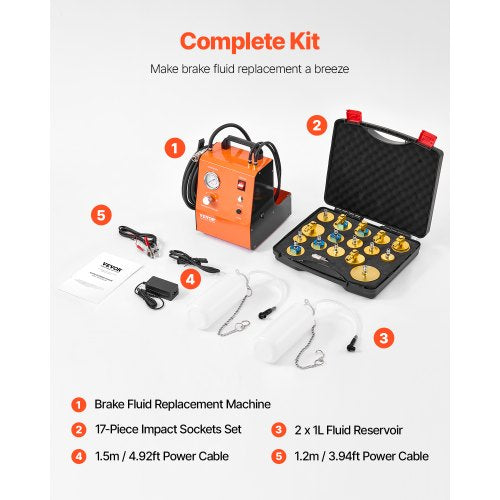 Electric Brake Bleeder Kit Professional 110V Brake Master Cylinder Bleeder