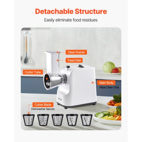 Electric Cheese Grater Salad Maker 200W Salad Shooter Electric Vegetable