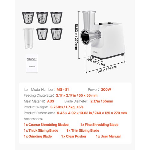 Electric Cheese Grater Salad Maker 200W Salad Shooter Electric Vegetable