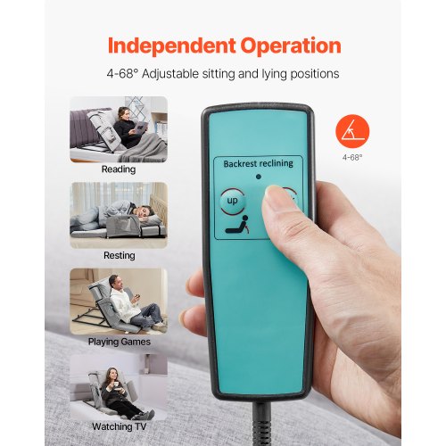Electric Lifting Backrest for Bed 300 lbs Capacity 468° Adjustable