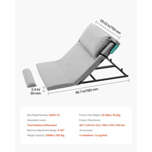 Electric Lifting Backrest for Bed 300 lbs Capacity 468° Adjustable