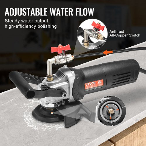 Wet Polisher 800W 4 Concrete Grinder with 6 Variable Speed and 7 Polishing