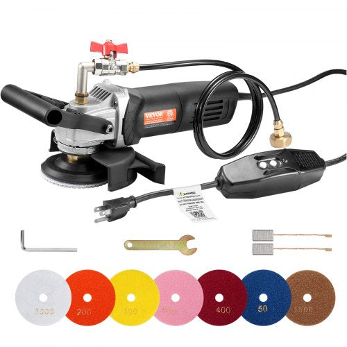 Wet Polisher 800W 4 Concrete Grinder with 6 Variable Speed and 7 Polishing