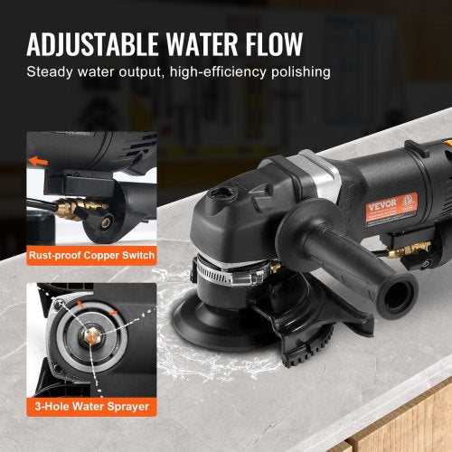 Wet Polisher 800W 4 Concrete Grinder with 6 Variable Speed and 7 Polishing