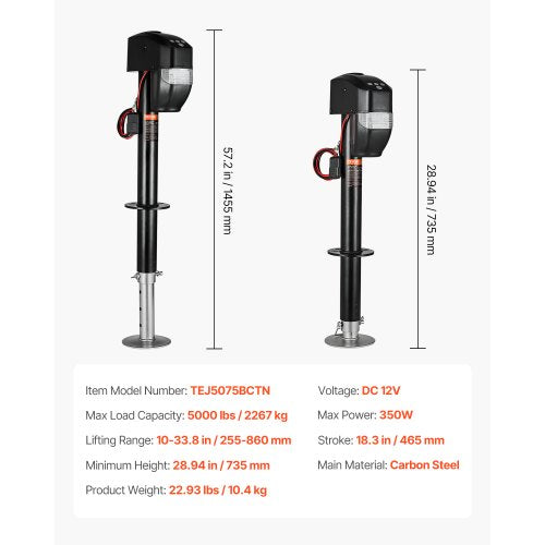 Electric Trailer Jack 5000 lbs Heavy Duty RV Electric Power Tongue Jack