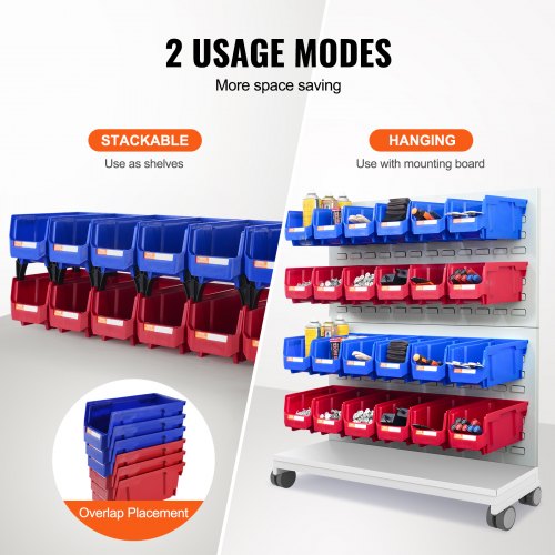 Plastic Storage Bin 11Inch x 5Inch x 5Inch Hanging Stackable Storage