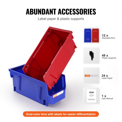 Plastic Storage Bin 11Inch x 5Inch x 5Inch Hanging Stackable Storage