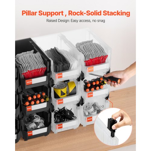 Plastic Stackable Storage Bins 148 x 85 x 7.1 inch 12 Pack Plastic