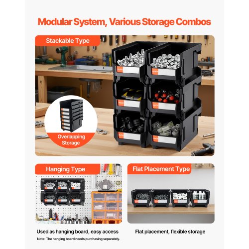 Plastic Stackable Storage Bins 148 x 85 x 7.1 inch 12 Pack Plastic