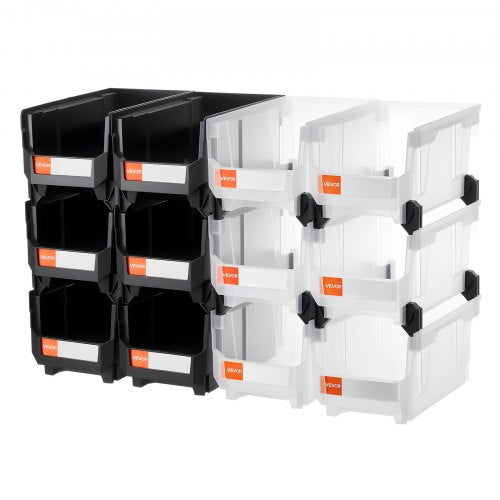 Plastic Stackable Storage Bins 148 x 85 x 7.1 inch 12 Pack Plastic