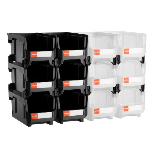 Plastic Stackable Storage Bins 148 x 85 x 7.1 inch 12 Pack Plastic