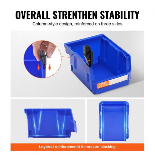 Plastic Storage Bin 5Inch x 4Inch x 3Inch Hanging Stackable Storage