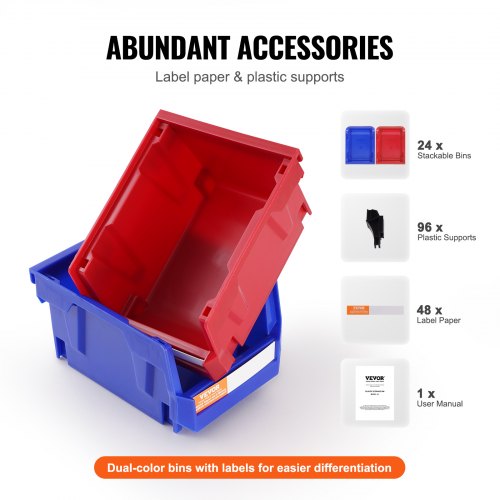 Plastic Storage Bin 5Inch x 4Inch x 3Inch Hanging Stackable Storage