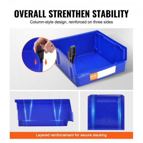 Plastic Storage Bin 11Inch x 11Inch x 5Inch Hanging Stackable Storage