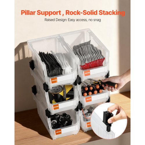 Plastic Stackable Storage Bins 148 x 85 x 7.1 inch 6 Pack Plastic