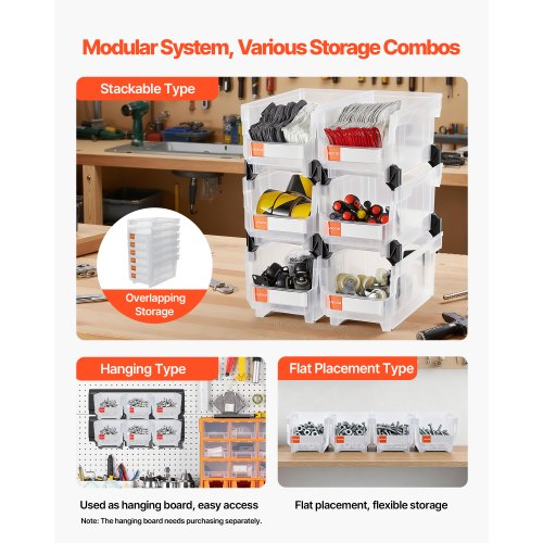 Plastic Stackable Storage Bins 148 x 85 x 7.1 inch 6 Pack Plastic