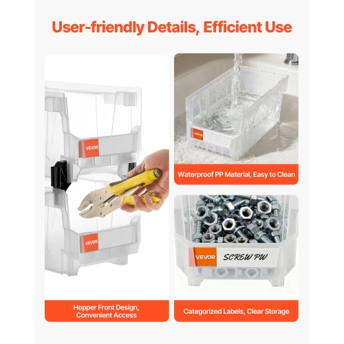 Plastic Stackable Storage Bins 148 x 85 x 7.1 inch 6 Pack Plastic