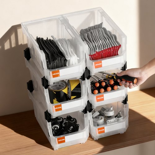 Plastic Stackable Storage Bins 148 x 85 x 7.1 inch 6 Pack Plastic