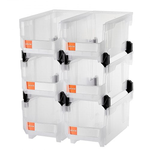 Plastic Stackable Storage Bins 148 x 85 x 7.1 inch 6 Pack Plastic