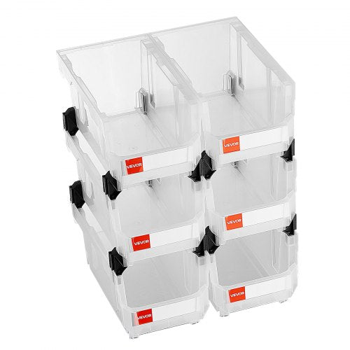Plastic Stackable Storage Bins 148 x 85 x 7.1 inch 6 Pack Plastic