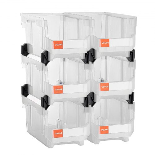 Plastic Stackable Storage Bins 148 x 85 x 7.1 inch 6 Pack Plastic