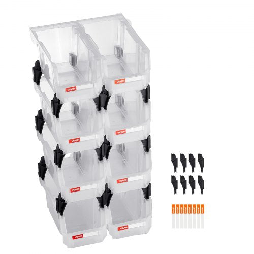 Plastic Stackable Storage Bins 109 x 55 x 5.1 inch 8 Pack Plastic