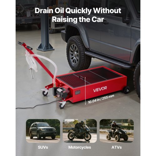 Low Profile Oil Drain Pan 17 Gallon Capacity Rolling Oil Drain Pan