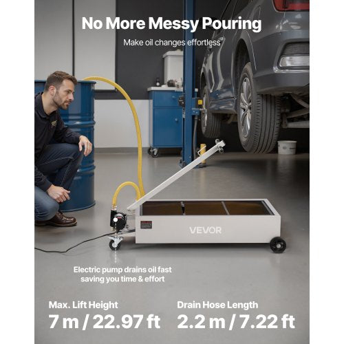 Low Profile Oil Drain Pan 20 Gallon Capacity Rolling Oil Drain Pan