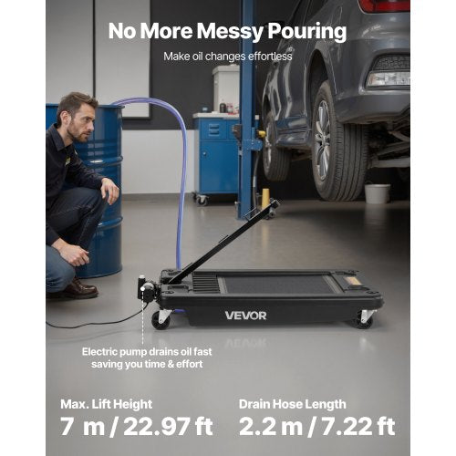 Low Profile Oil Drain Pan 17 Gallon Capacity Rolling Oil Drain Pan
