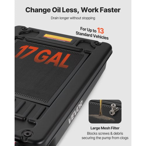 Low Profile Oil Drain Pan 17 Gallon Capacity Rolling Oil Drain Pan